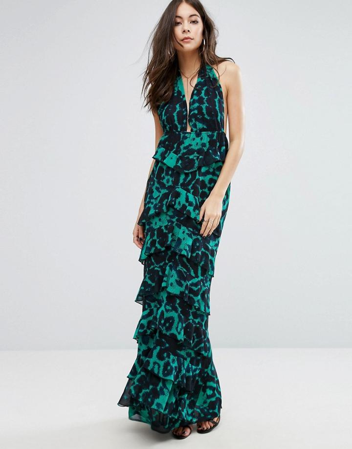 Prettylittlething Printed Ruffle Maxi Dress - Multi