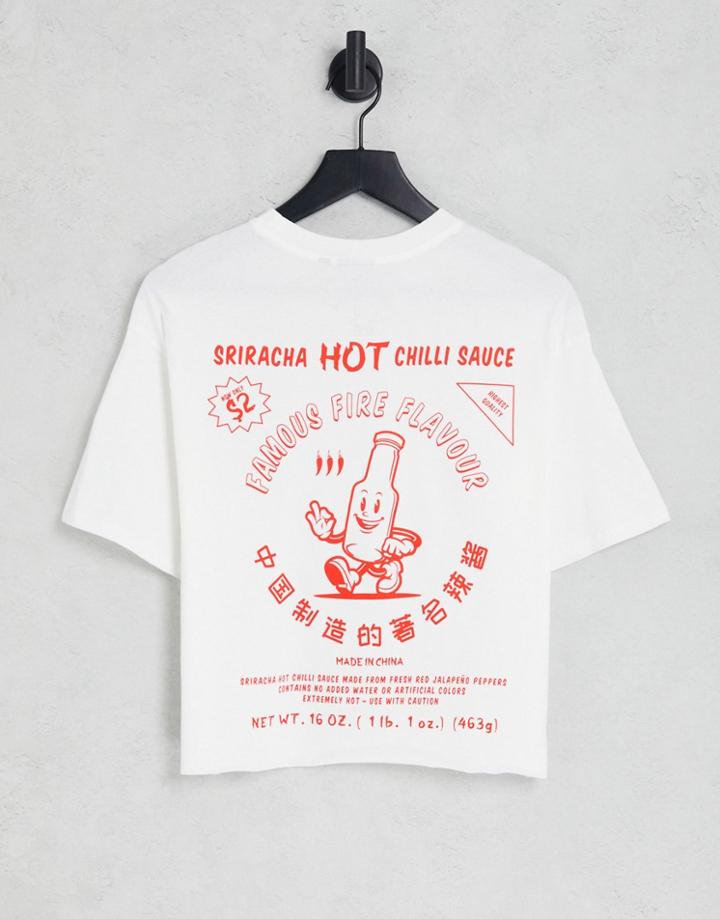Asos Design Oversized T-shirt With Sriracha Hot Sauce Graphic Print In White