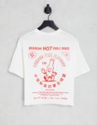Asos Design Oversized T-shirt With Sriracha Hot Sauce Graphic Print In White