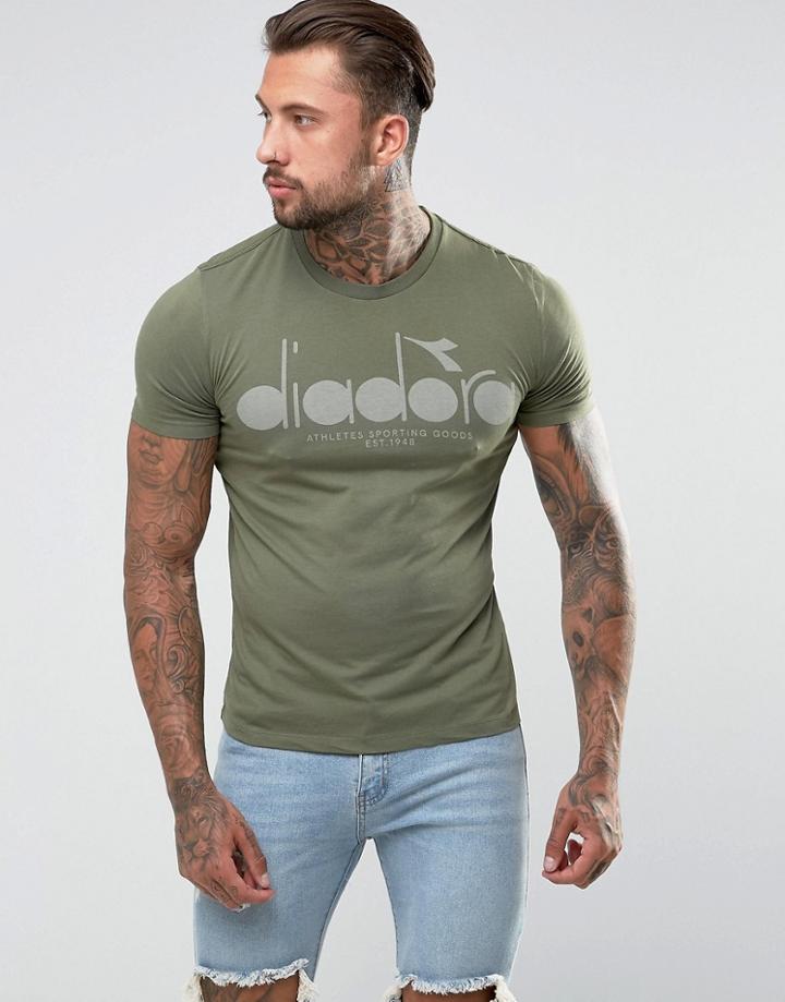 Diadora T-shirt With Large Logo - Green