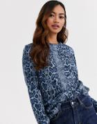 Brave Soul Dina Long Sleeve Top In Snake
