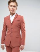 Asos Super Skinny Four Button Suit Jacket In Coral - Tan