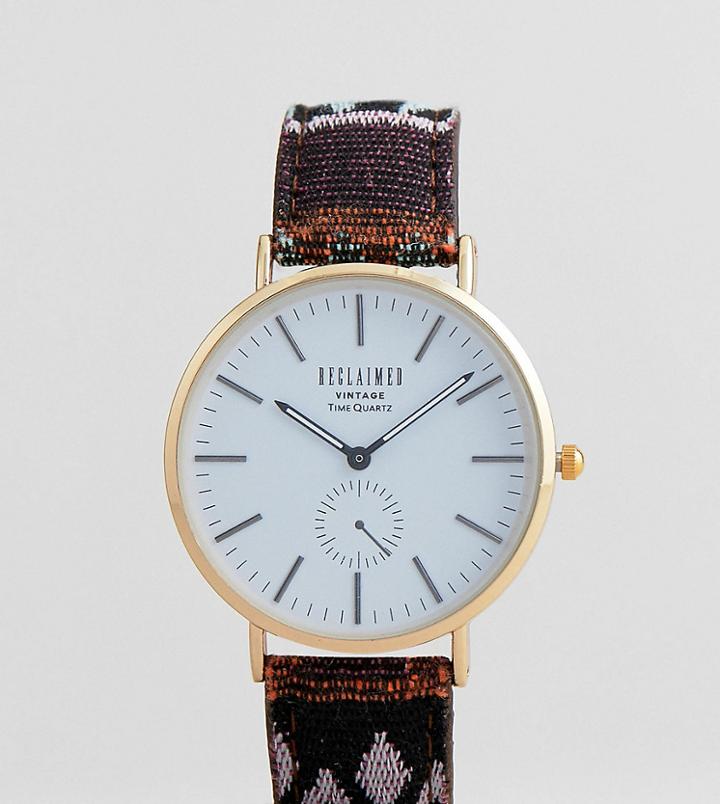 Reclaimed Vintage Inspired Geo-tribal Print Strap Watch In Multi Exclusive To Asos - Multi