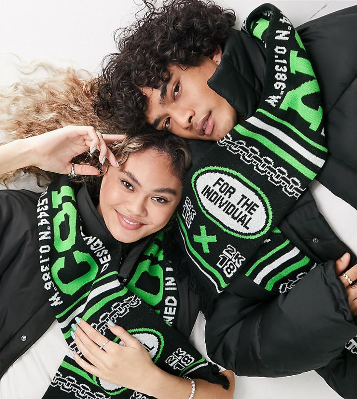Collusion Unisex Football Scarf In Black