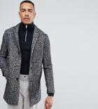 Selected Homme Tall Salt N Pepper Notch Overcoat In Wool Mix - Black