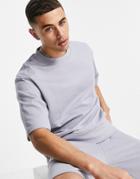 Topman Organic Cotton Blend Short Sleeve Sweat In Gray - Part Of A Set-grey