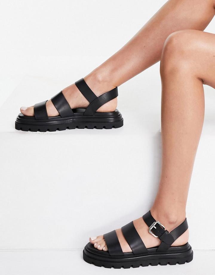 & Other Stories Leather Chunky Strappy Sandals In Black