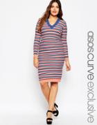 Asos Curve Knitted Body-conscious Dress In Metallic Stripe - Multi