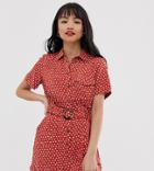 Vero Moda Petite Polka Dot Utility Romper - Red