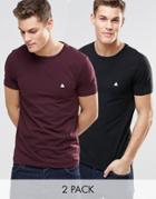 Asos 2 Pack Muscle T-shirt With Logo Save 19% In Oxblood/black