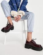 Truffle Collection Chunky Lace Up Shoes With Exaggerated Sole In Red