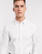 French Connection Plain Non Iron Shirt In Skinny Stretch Fit-white