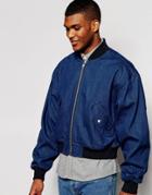 Asos Oversized Denim Bomber Jacket - Blue