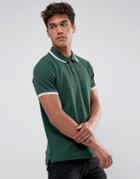 Brave Soul Tipped Polo Shirt - Green
