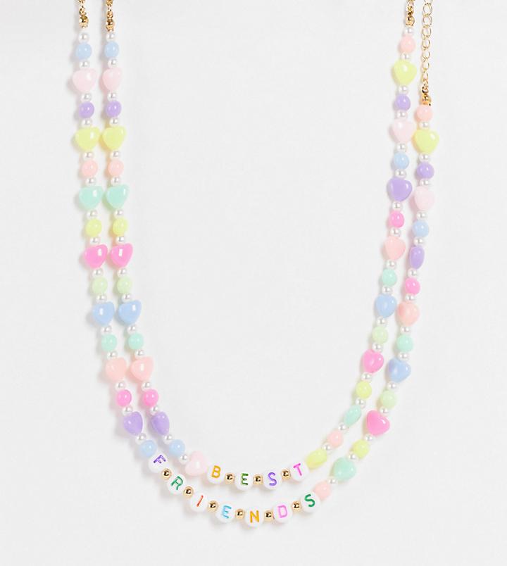 Reclaimed Vintage Inspired Friendship Necklaces In 90's Fun Beads 2 Pack-multi