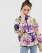 Asos Design Over The Head Rain Jacket In Marble Print-multi