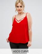 Asos Curve Swing Cami With Strap Detail Front - Red