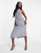 Trendyol Smart Cami Midi Dress In Gray
