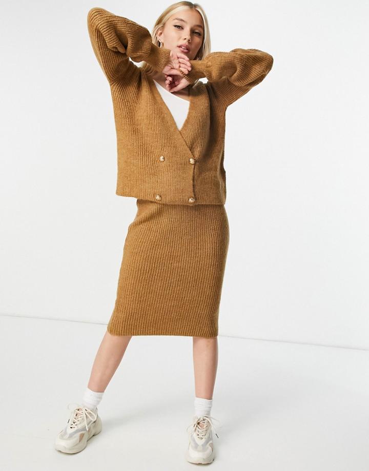 Lipsy Metallic Cut & Sew Cardigan In Tan - Part Of A Set-brown