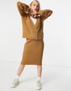 Lipsy Metallic Cut & Sew Cardigan In Tan - Part Of A Set-brown