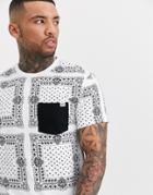Bershka Bandanna Print T-shirt In Black-white