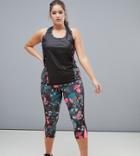 Only Play Plus Tropical Print Breathable Crop Leggings - Multi