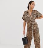 Missguided Belted Jumpsuit In Animal Print - Multi
