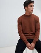 Burton Menswear Crew Neck Sweater In Camel - Cream