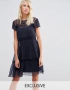 Needle & Thread Chiffon Lace Dress - Indigo