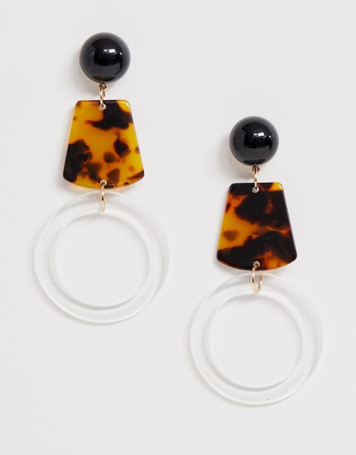Pieces Signa Resin And Hoop Drop Earrings - Brown