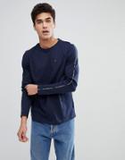 Tommy Hilfiger Long Sleeve Top Side Logo Tape In Navy - Navy