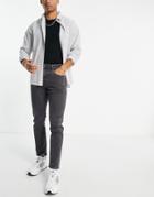 Asos Design Stretch Slim Jeans In Washed Black With Upcycled Dye