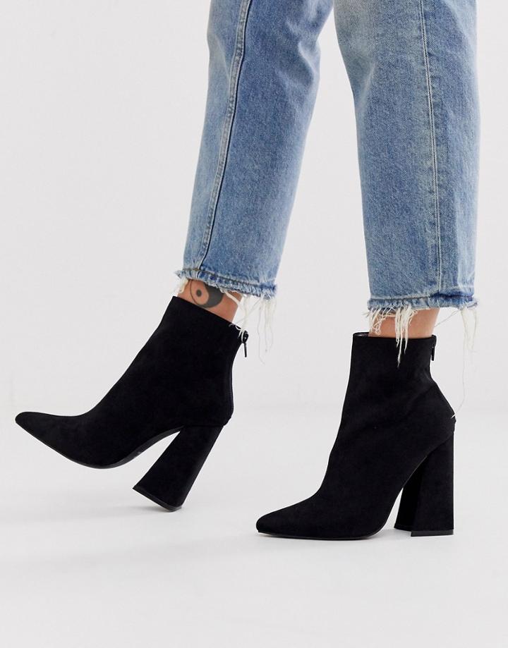 Co Wren Pointed Block Heel Ankle Boots In Black
