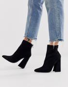 Co Wren Pointed Block Heel Ankle Boots In Black
