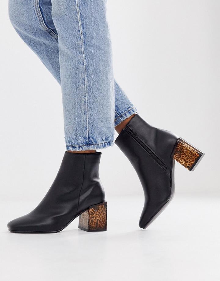 Truffle Collection Tortoise Kitten Heel Boot In Black