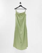 Ax Paris Bridesmaid Cami Satin Maxi Dress In Sage-green
