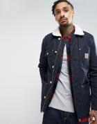 Carhartt Wip Phoenix Jacket With Faux Shearling Collar - Navy