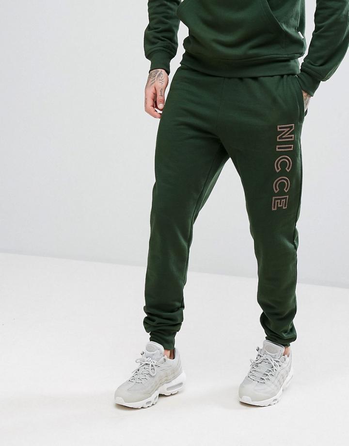 Nicce London Skinny Joggers In Green - Green