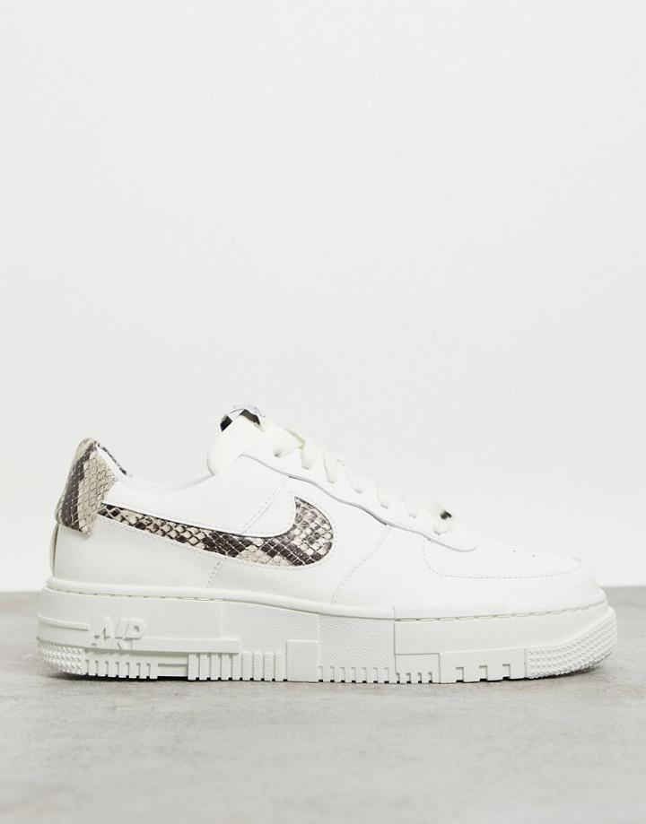 Nike Air Force 1 Pixel Sneakers In Off-white And Snake Print