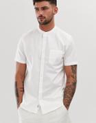 Burton Menswear Skinny Fit Shirt With Grandad Collar In White - White