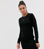 Brave Soul Tall Grungy Round Neck Sweater Dress - Black