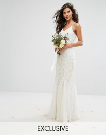 Amelia Rose Bridal Embellished Maxi Dress With Embellishment - White