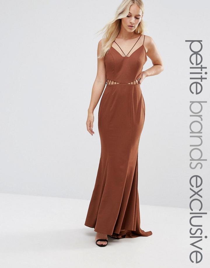 Jarlo Petite Strappy Maxi Dress With Waist Cutout Detail - Brown