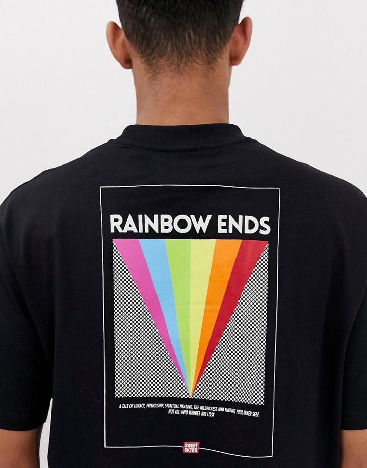 Sweet Sktbs 90s Loose Ends T-shirt With Back Print In Black - Black