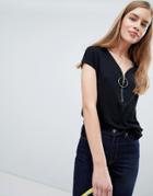 Brave Soul Sal T Shirt With Round Ring Pull - Black