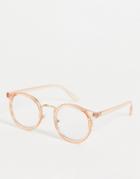 Jeepers Peepers Women's Round Blue Light Glasses In Pale Pink