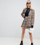 Unique21 Pleated Mini Skirt In Contrast Check Two-piece - Yellow