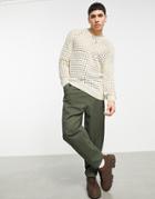 Asos Design Knitted Oversized Pointelle Sweater In Beige-neutral