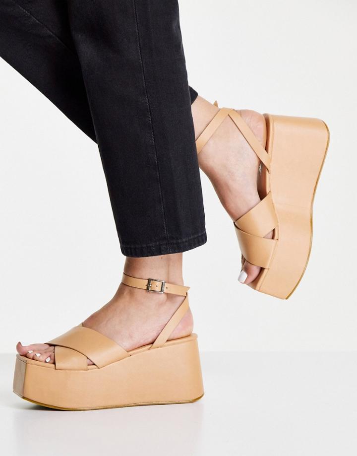 Public Desire Elevate Platform Sandals In Camel-neutral
