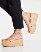 Public Desire Elevate Platform Sandals In Camel-neutral